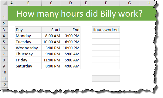 man hours calculation in excel template