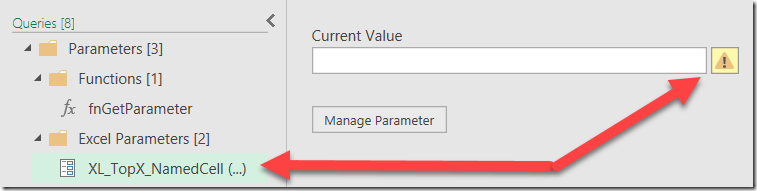 Dynamic parameter appears in the query list