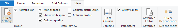 Power Query Column Preview Settings