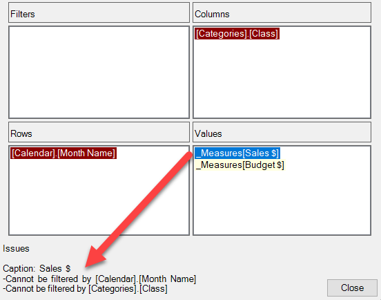 PivotSleuth and Measure Tables showing highlighted fields