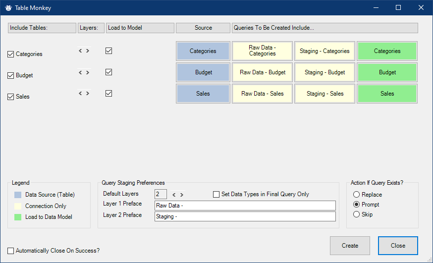 The Table Monkey allows creating queries not just from one table, but multiple tables in one shot